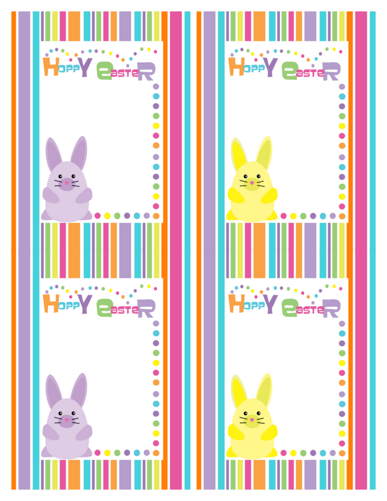 Bunny Stripe Hoppy Easter Cards Free Download Cute Printables Template