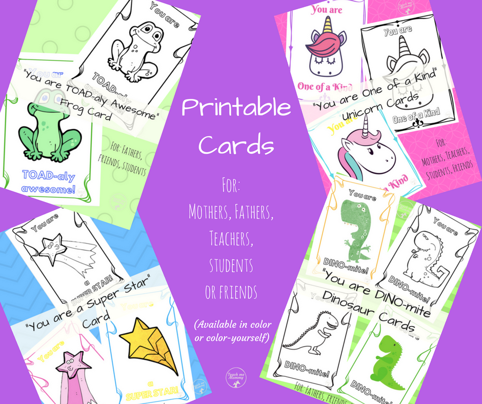 Cute Printable Cards Teach Me Mommy