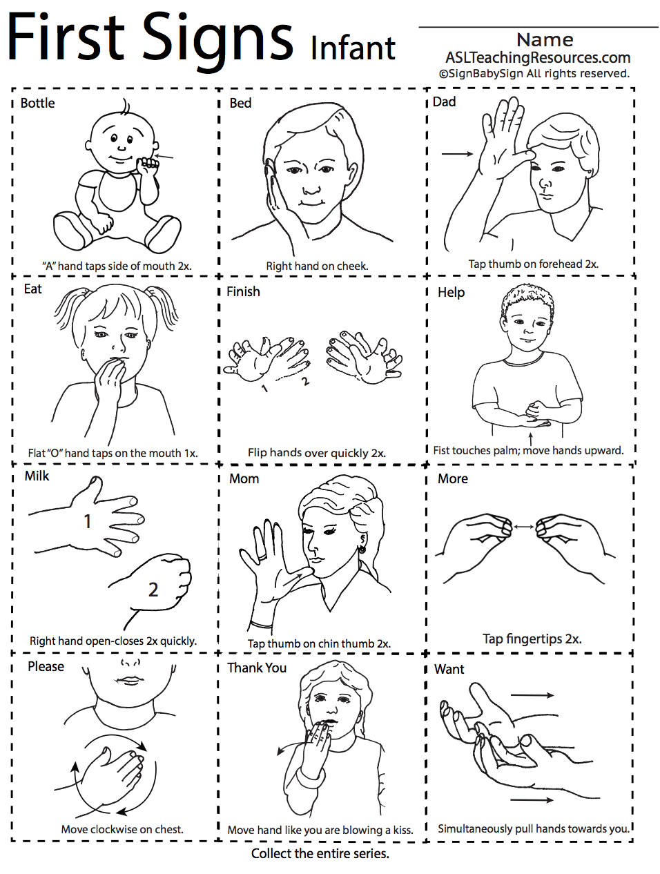 First Words Sign Language Flashcards ASL Sign Language For Kids