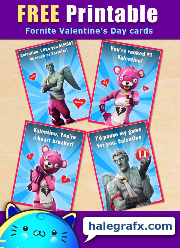 FREE Printable Fortnite Valentines valentinesdayprintables 