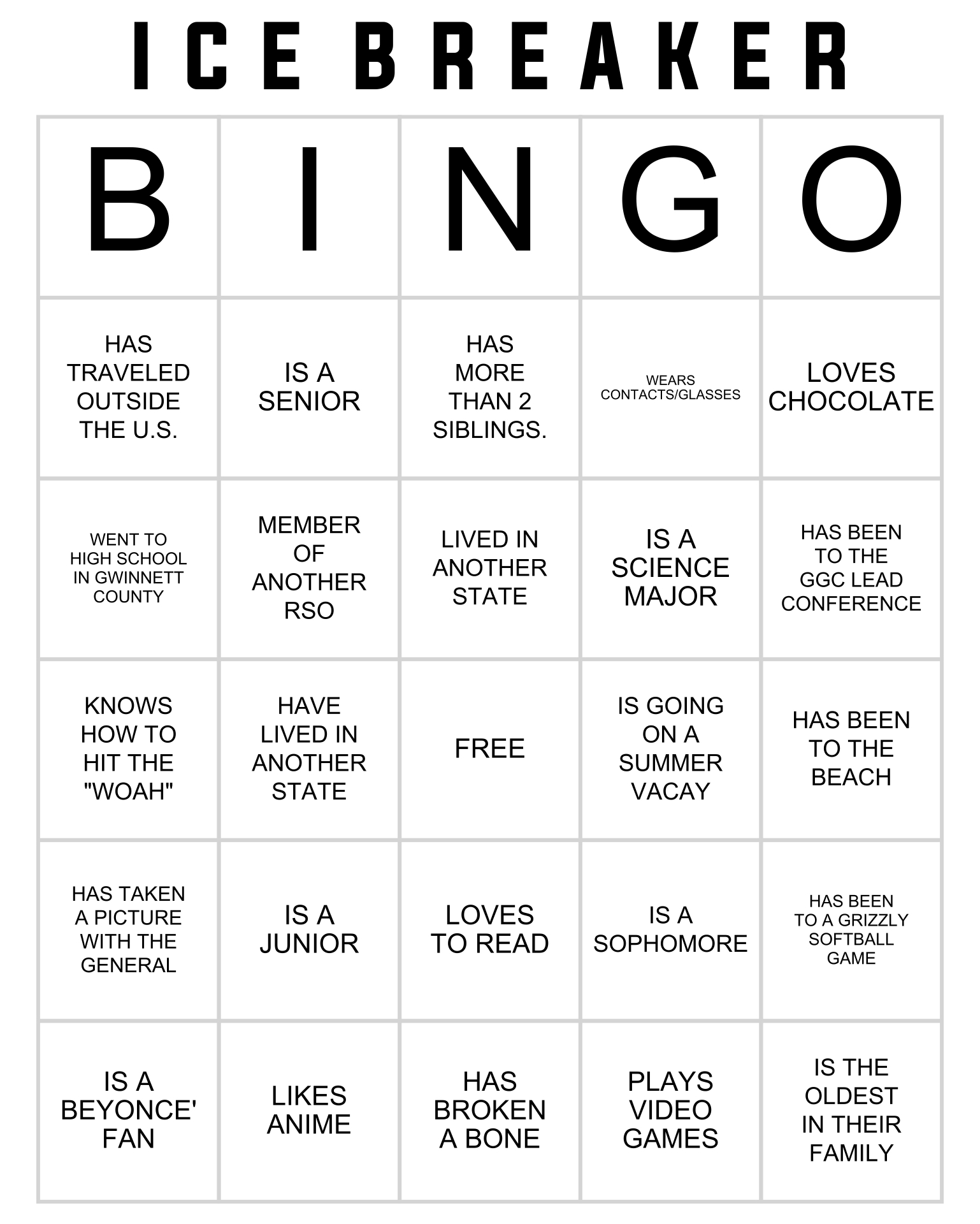 Free Printable Icebreaker Bingo Printable Templates