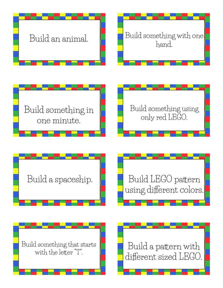 Free Printable LEGO Challenge Cards Lego Challenge Lego Therapy