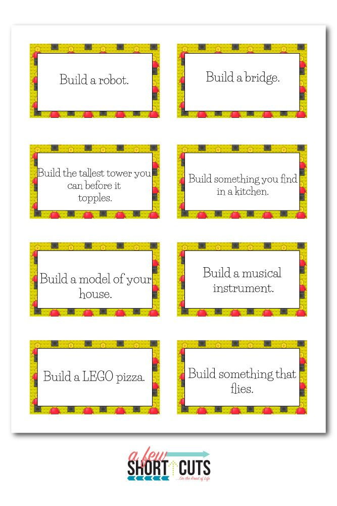 FREE Printable LEGO Challenge Cards