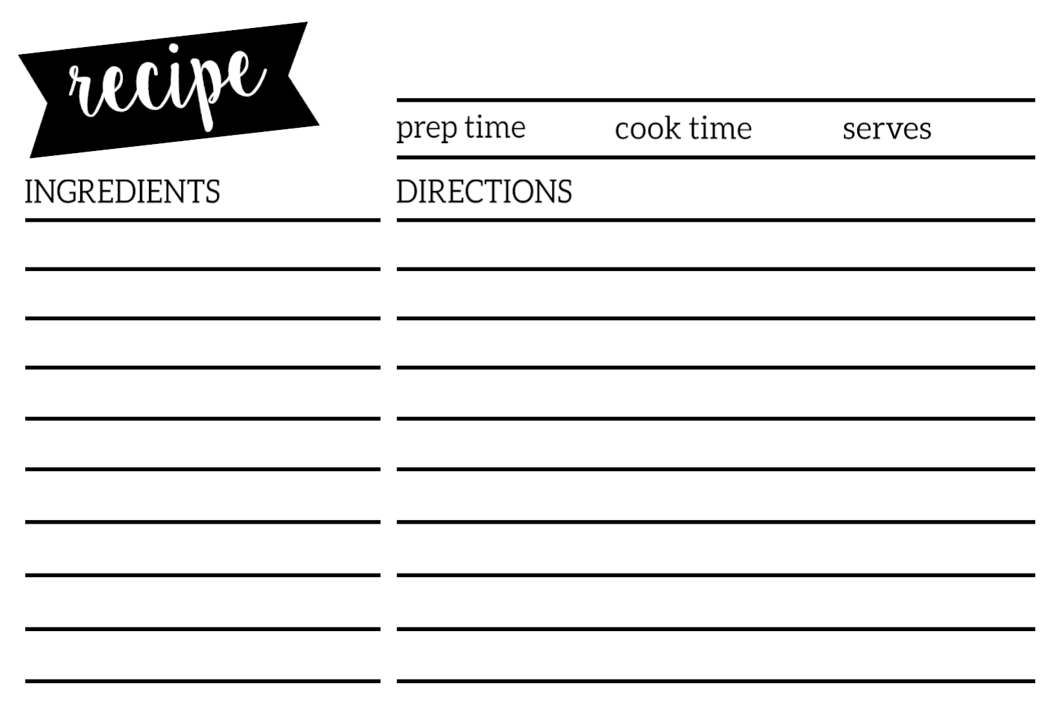 Free Printable Recipe Card Template Free Printable Card