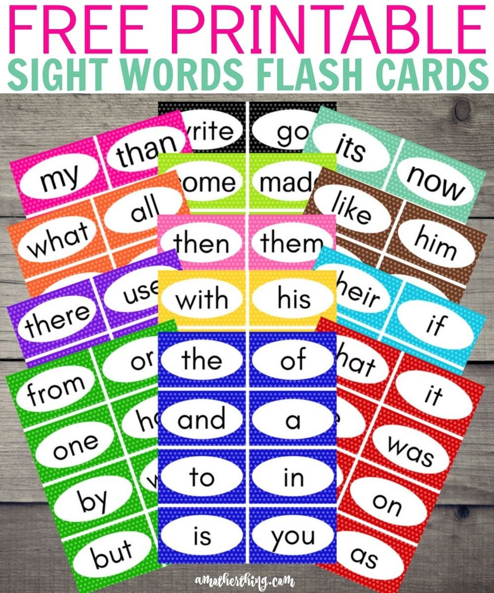 FREE Printable Sight Words Flash Cards Homeschool Giveaways