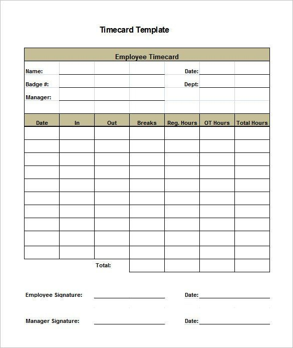 Free Timecard RaeMarin