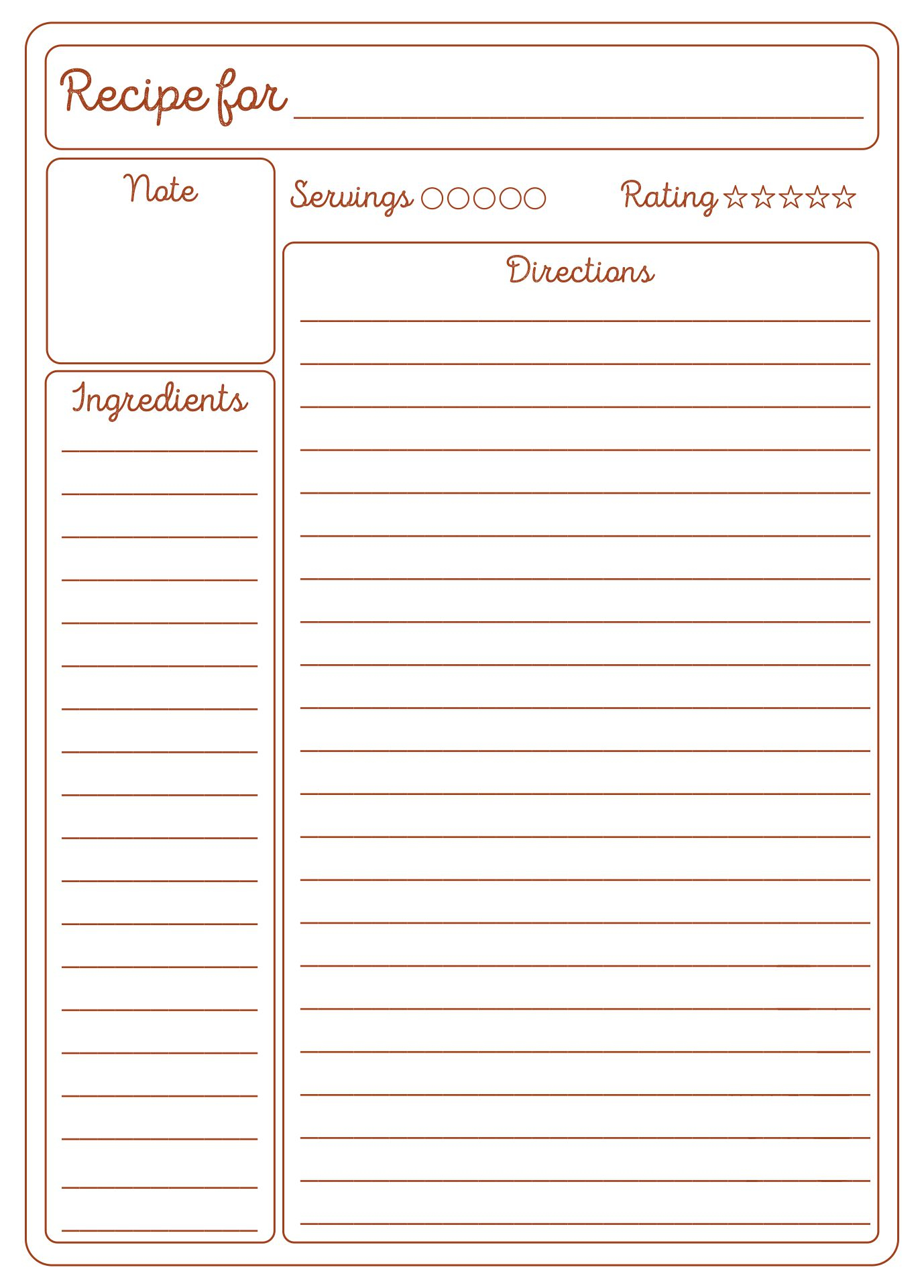 Free Printable Recipe Card Templates Free Printable Card