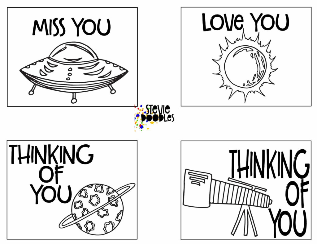 THINKING OF YOU 7 Pages Of Cards To Print And Color Stevie Doodles 