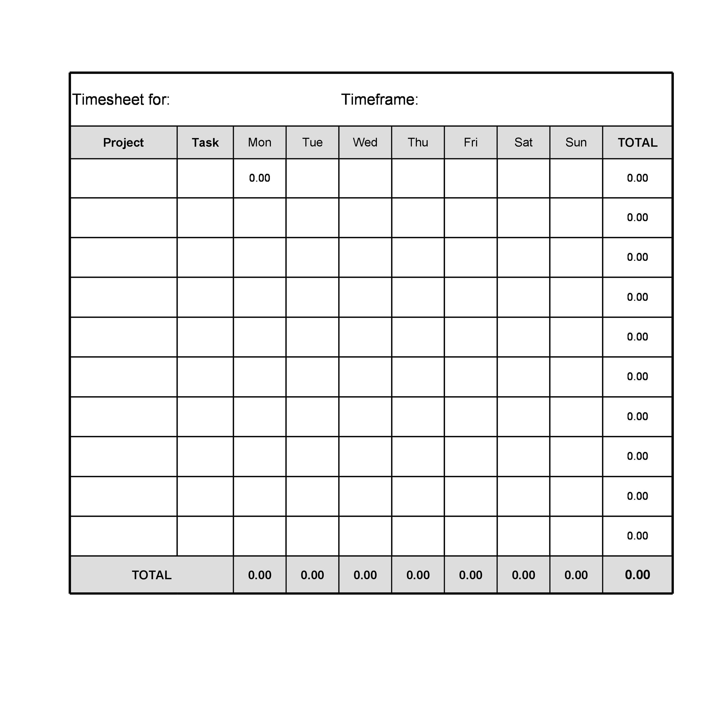 Timesheet Freetemplate 8 Best Images Of Blank Printable Timesheets