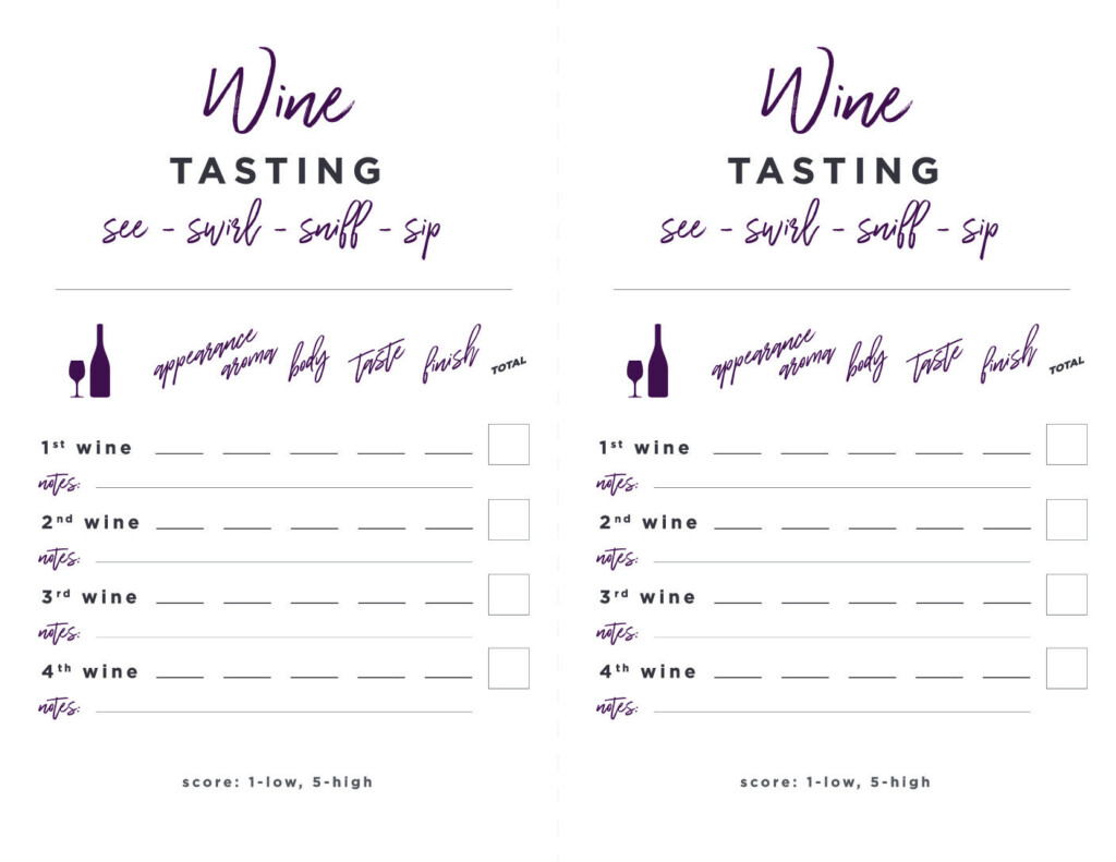 Wine Tasting Printable Card Thyme Love
